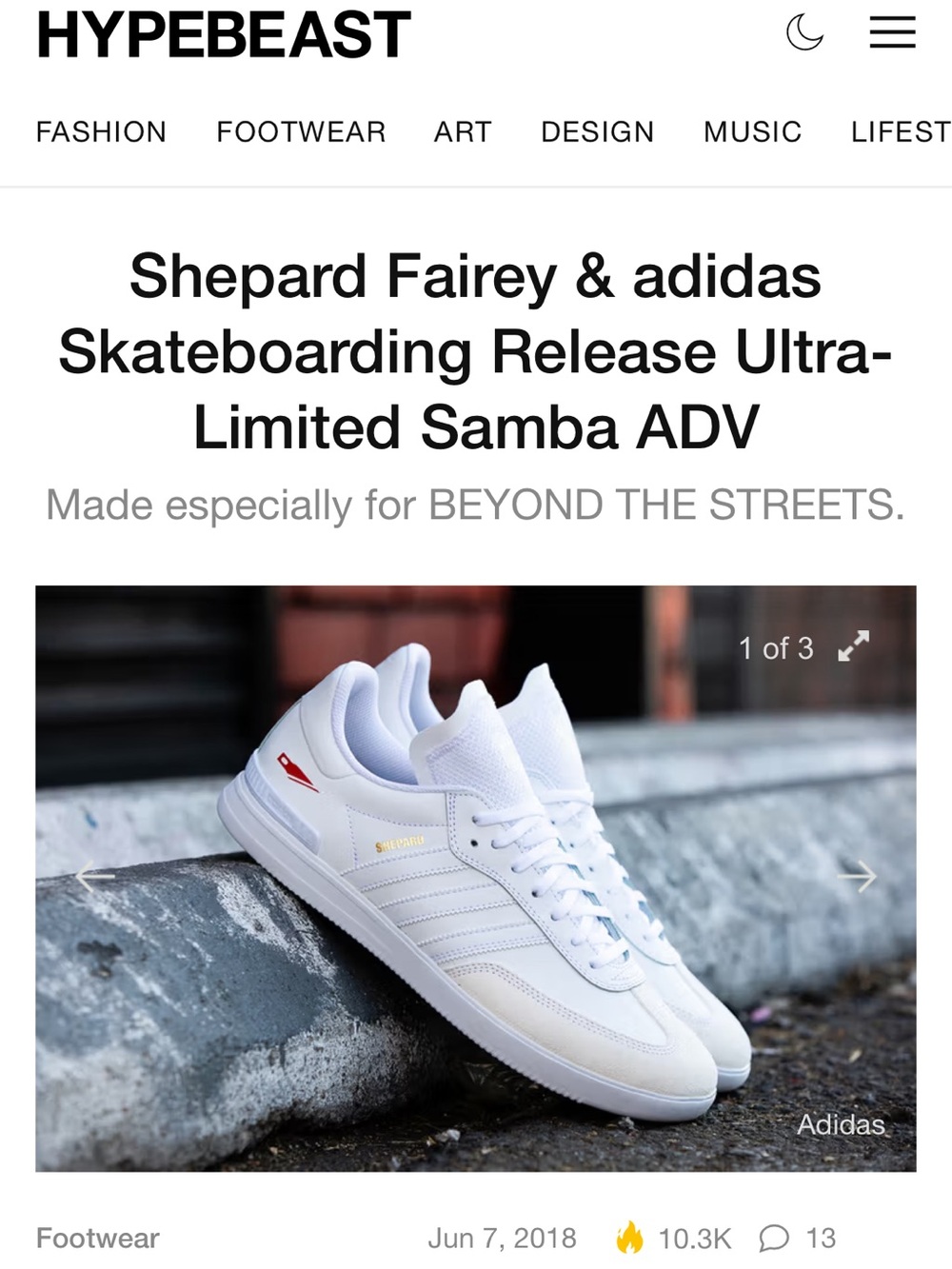 Limited edition Shepard Fairey Samba ADV Skate Shoe